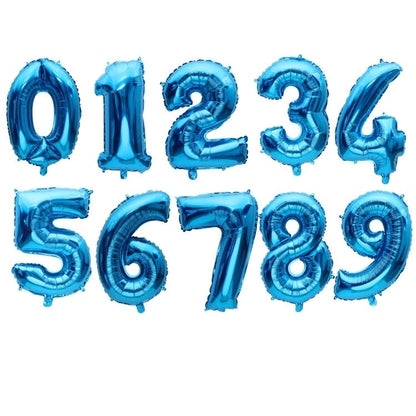 Balon Foil Angka Polos Jumbo 75 cm Warna Biru / Blue