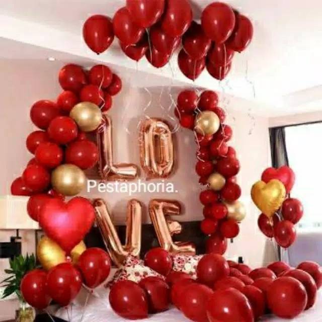 Balon Latex / Lateks Metalik 12 inch Warna Pome / Pomegranate Red