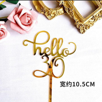 Cake Topper Acrylic HBD / Topper Kue Akrilik Happy Birthday Hello