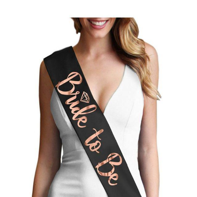 (Tidak Bisa Custom) Selempang / Sash Aksesoris Bridal Shower / Bride To Be Print Gold Metalik