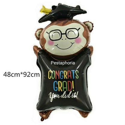 Balon Foil Wisuda/ Graduation Beruang / Brown Bear / Monkey Jumbo Size 92 cm