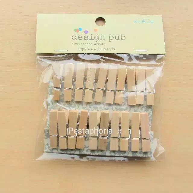 20 pcs Wooden Clip 3,5 cm +  free tali rami / Wooden Peg / Penjepit Foto Kayu / Jepitan Foto