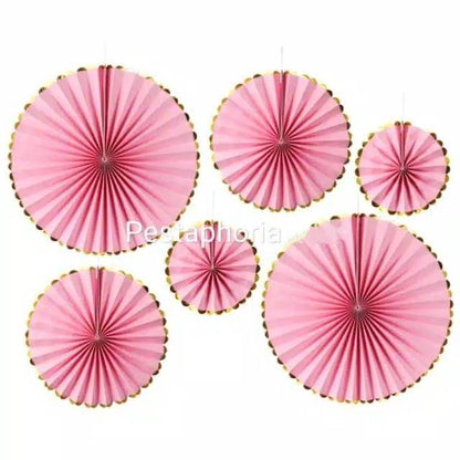 Paper Fan Dekorasi Set 6 in 1 List Gold