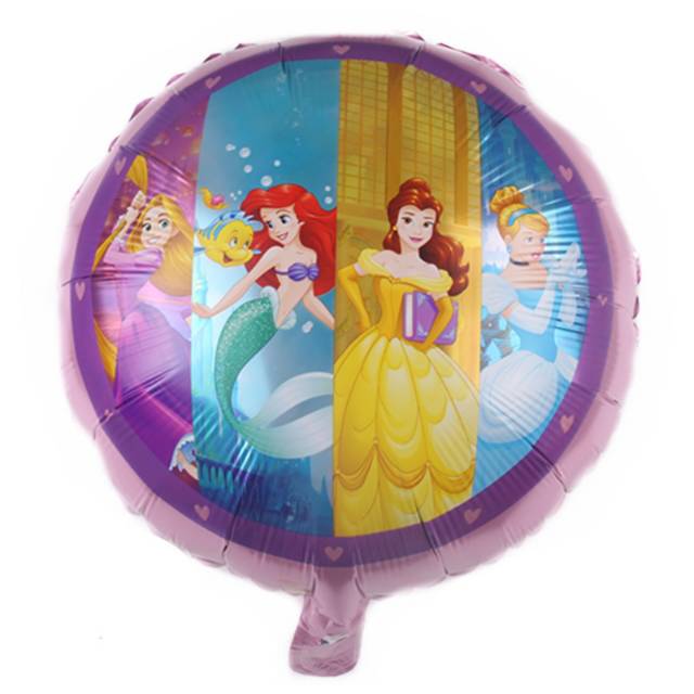 Balon Foil Bulat Dsny Princess Mix Size 45 cm