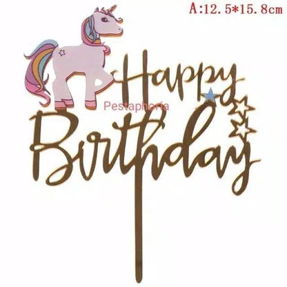 Cake Topper Acrylic / Akrilik Happy Birthday One & Unicorn/ Ariel Mermaid /Captain America / Rainbow