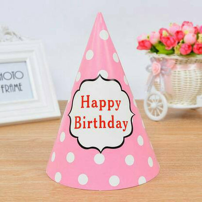 ( isi 10 pcs ) Party Hat / Topi Pesta Ulang Tahun / Ultah  Polkadot Tulisan Happy Birthday