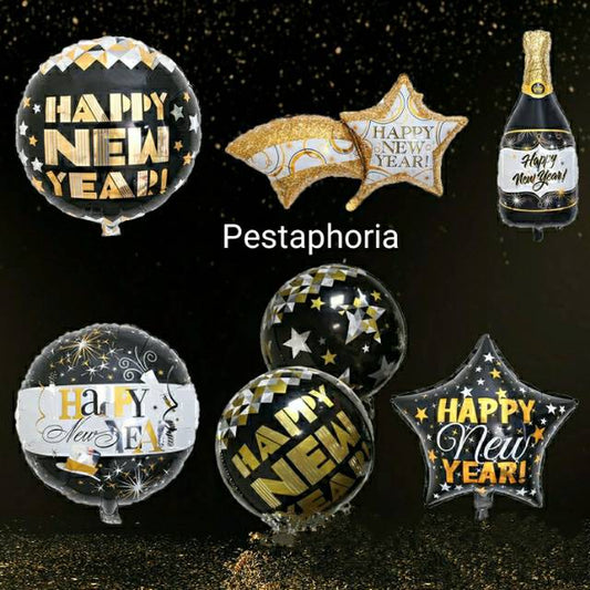 Balon Foil Happy New Year / Dekorasi Tahun Baru