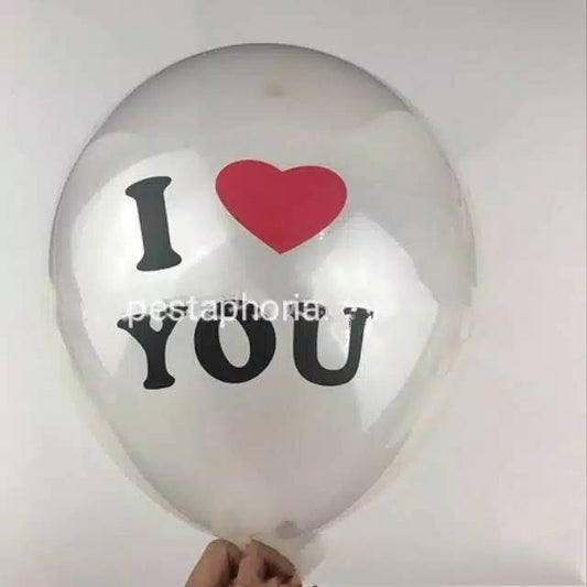 Balon Latex / Lateks 12 inch Transparan Print I Love You