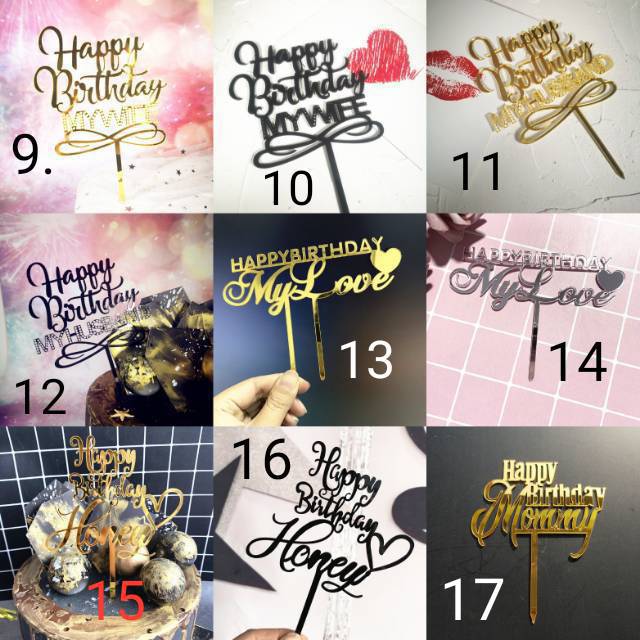 Cake Topper Acrylic / Topper Kue Akrilik Happy Valentine Day / Happy Birthday / HBD