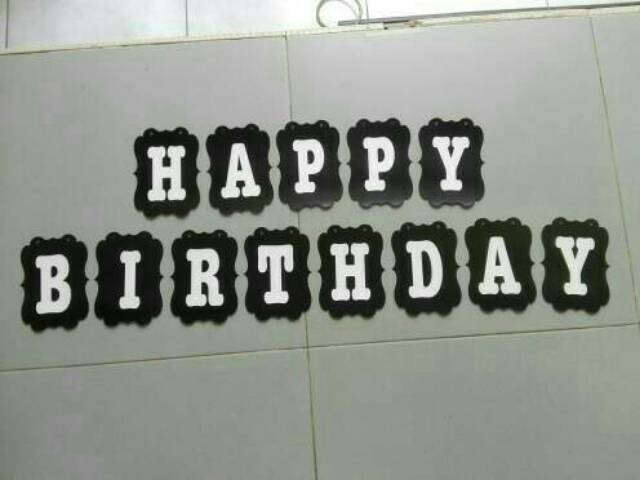 Bunting Flag / Banner Happy Birthday HBD Perisai Warna Hitam / Black