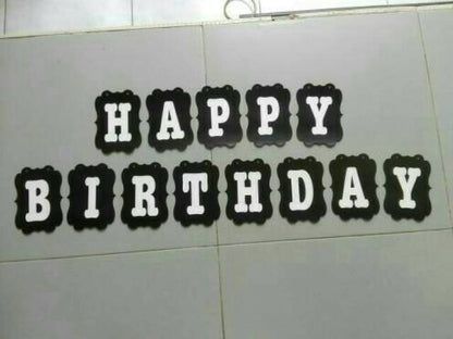 Bunting Flag / Banner Happy Birthday HBD Perisai Warna Hitam / Black