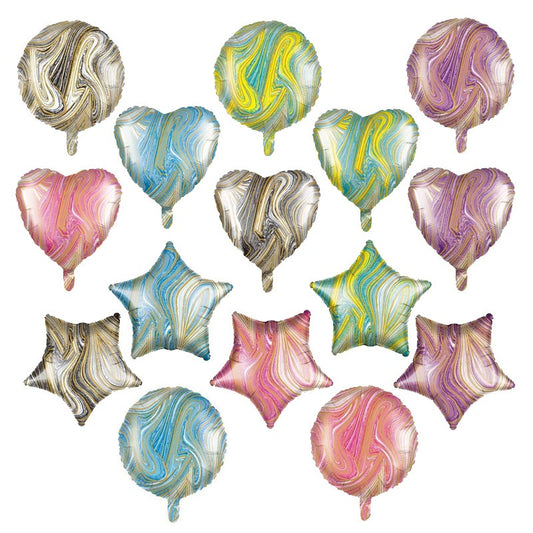 Balon Foil Marble Size 45 cm Hati/Love, Bintang/Star