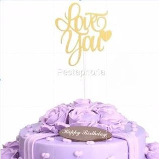 Cake Topper /Topper Kue HBD /Happy Birthday Huruf Besar, Latin Lurus, Pita, Swirly, Antlers Warna Gold Silver