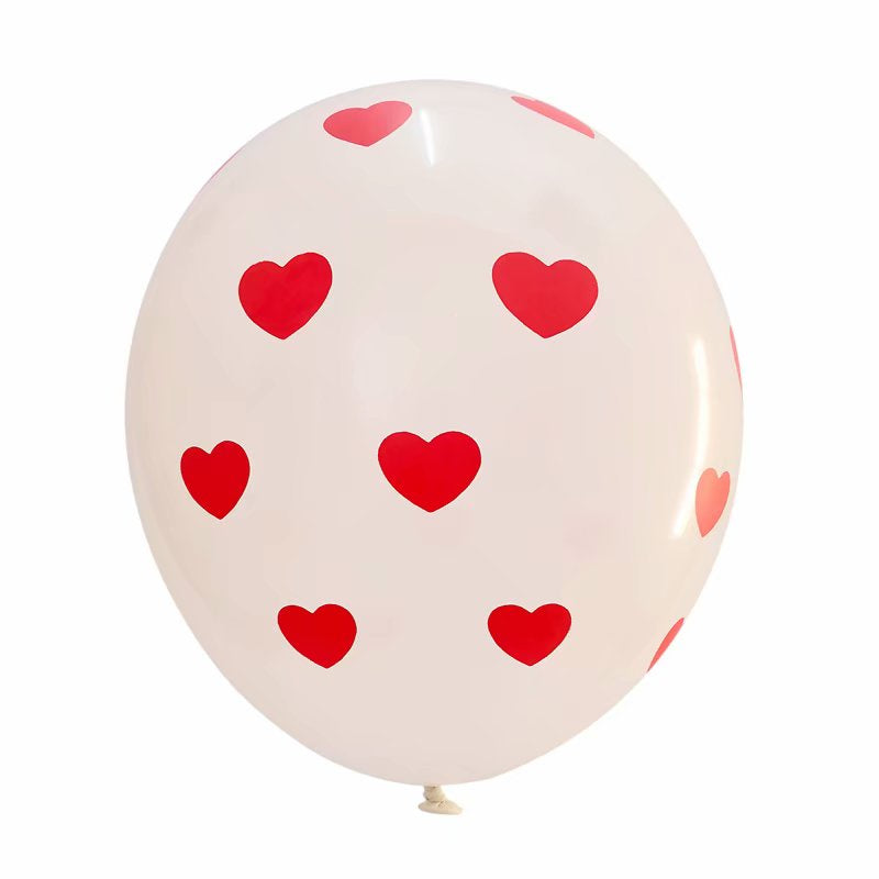 10 pcs Balon Latex / Lateks Heart Polka Merah Putih Size 12 inch