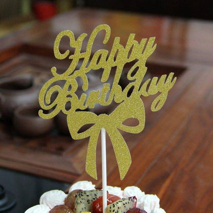 Cake Topper Happy Birthday Huruf Latin Pita Warna Gold