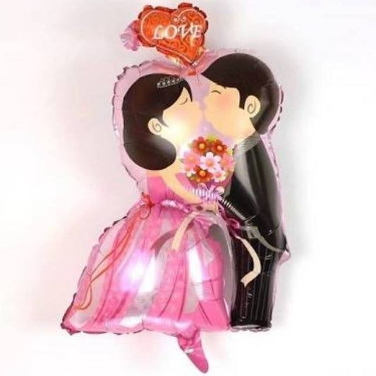 Balon Foil Pengantin Couple Kiss Love Pink Size 65 cm