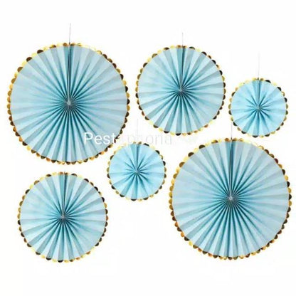 Paper Fan Dekorasi Set 6 in 1 List Gold