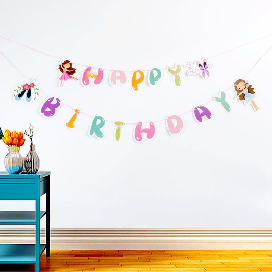 Bunting Flags / Banner Happy Birthday HBD Ballerina