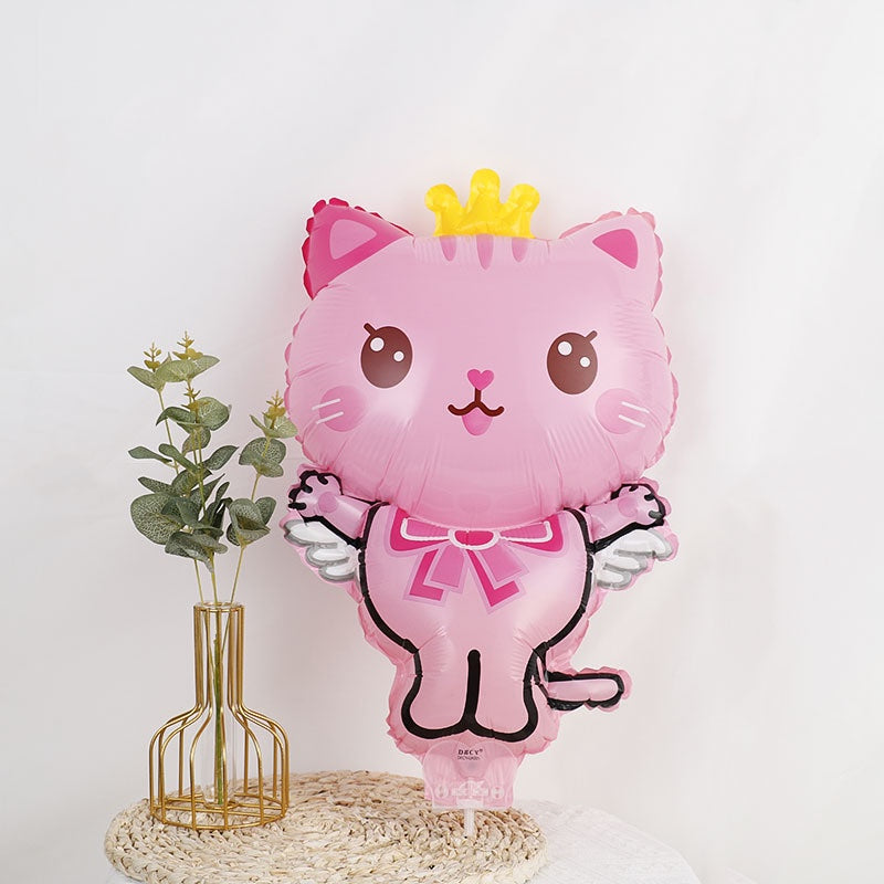 Balon Foil Angel Cat Crown Pink With Stick Size 60 cm