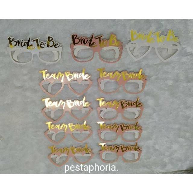 Kacamata Kertas Hot Print u/ Photo Props Bridal Shower Tulisan Bride To Be / Team Bride
