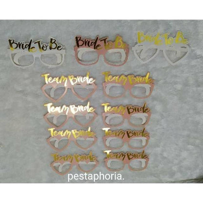 Kacamata Kertas Hot Print u/ Photo Props Bridal Shower Tulisan Bride To Be / Team Bride