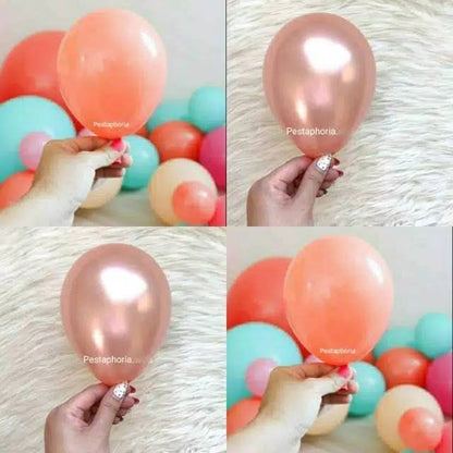 Balon Latex / Lateks Metalik 5 inch Warna Coral & Warna Rose Gold