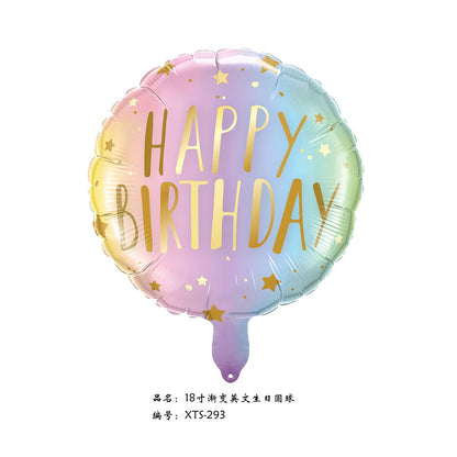 Balon Foil Bulat HBD Happy Birthday Pastel Ombre Star Size 45 cm