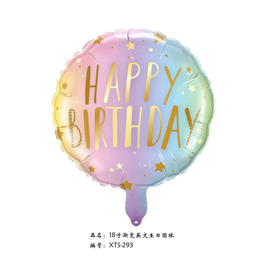Balon Foil Bulat HBD Happy Birthday Pastel Ombre Star Size 45 cm