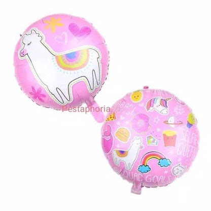 Balon Foil Bulat Alpaca Llama Double Side Size 45 cm