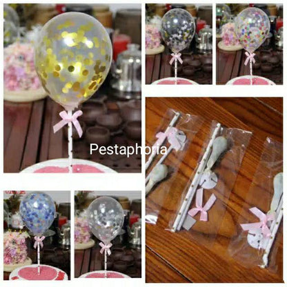 Cake Topper Balon Latex 5 inch isi Confetti u/ Hiasan Kue