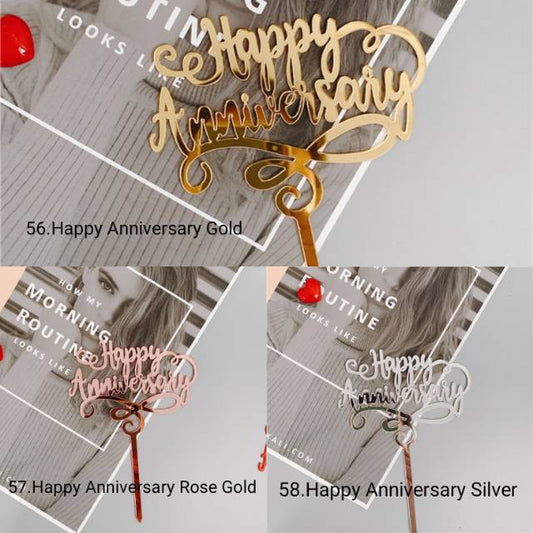 Cake Topper Acrylic / Topper Kue Akrilik Happy Anniversary / Happy Birthday