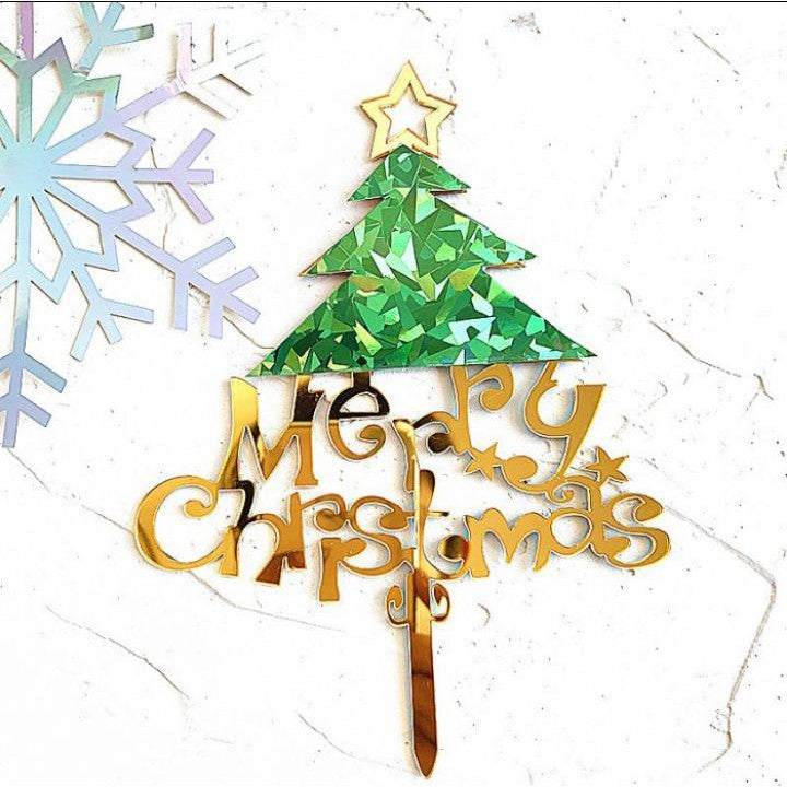 Cake Topper Acrylic / Topper Kue Akrilik Natal / Merry Christmas Tree