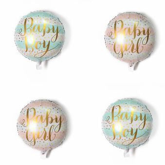 Balon Foil Bulat Tulisan Baby Girl  / Baby Boy Size 45 cm