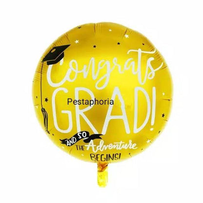 Balon Foil Graduation / Wisuda Congrats Grad Warna Gold Size 45 cm