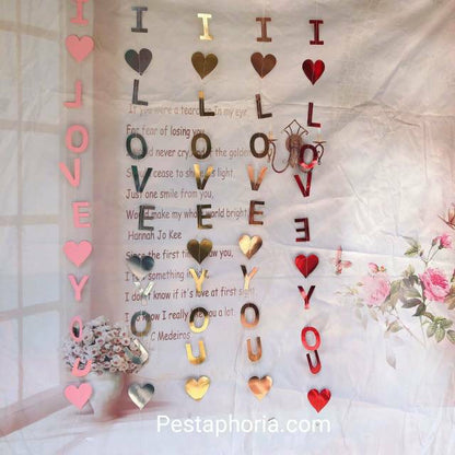 Bunting Flag / Banner I Love You Metalik