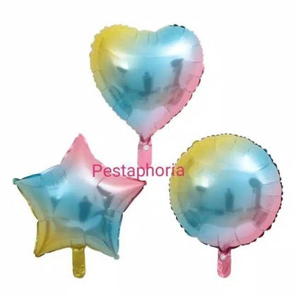 Balon Foil Hati / Love  Rainbow,  Star / Bintang Rainbow Size 45 cm