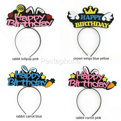 Bando / Headband Flanel LED Happy Birthday