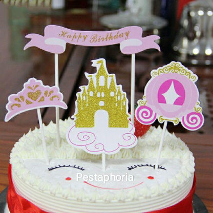 Cake Topper Happy Birthday Princess Castle Set