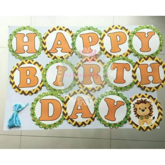 Bunting Flag / Banner Happy Birthday Safari / Animal / Singa / Lion
