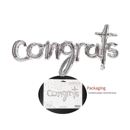 Balon Foil Congrats Latin Kecil Warna Gold, Silver, Rose Gold