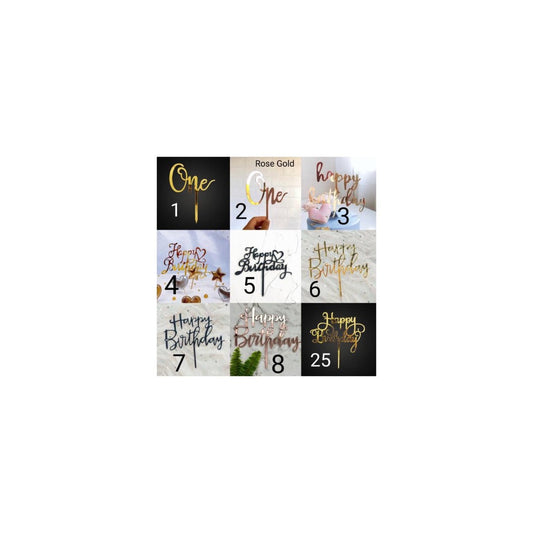 Cake Topper Acrylic / Akrilik Happy Birthday/Anniversary/Make A Wish/Best Dad Ever/Sweet Seventeen