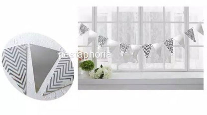Bunting Flag / Banner Segitiga Metalik Chevron / Zigzag