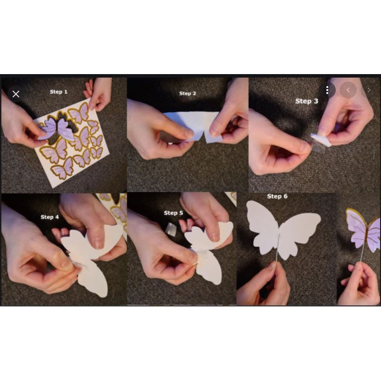 11 pcs DIY Birthday Decoration Butterfly Cake Topper / Hiasan Kue Ulang Tahun Kupu-Kupu