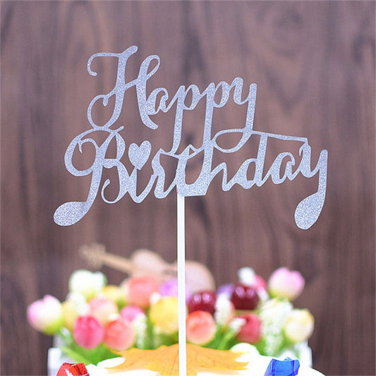 Cake Topper Happy Birthday Huruf Latin Warna Silver