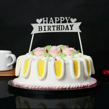 Cake Topper Happy Birthday Huruf Besar Love Warna Silver