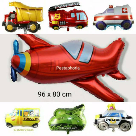 Balon Foil Fire Truck,  Dump Truck,  Police Car,  Ambulance,  Army ,  School Bus, Plane Jumbo