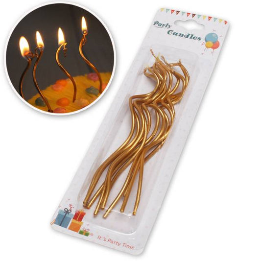 Lilin Spiral Panjang Warna Gold Metalik Isi 10