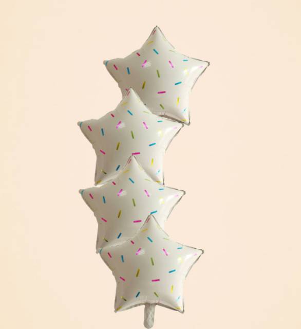 Balon Foil Bintang / Rainbow Sprinkle Star Size 45 cm