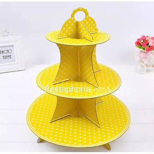 3 Tier Cupcake Stand / Cake Stand Polkadot Yellow / Kuning
