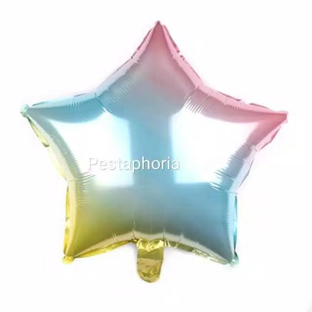 Balon Foil Hati / Love  Rainbow,  Star / Bintang Rainbow Size 45 cm